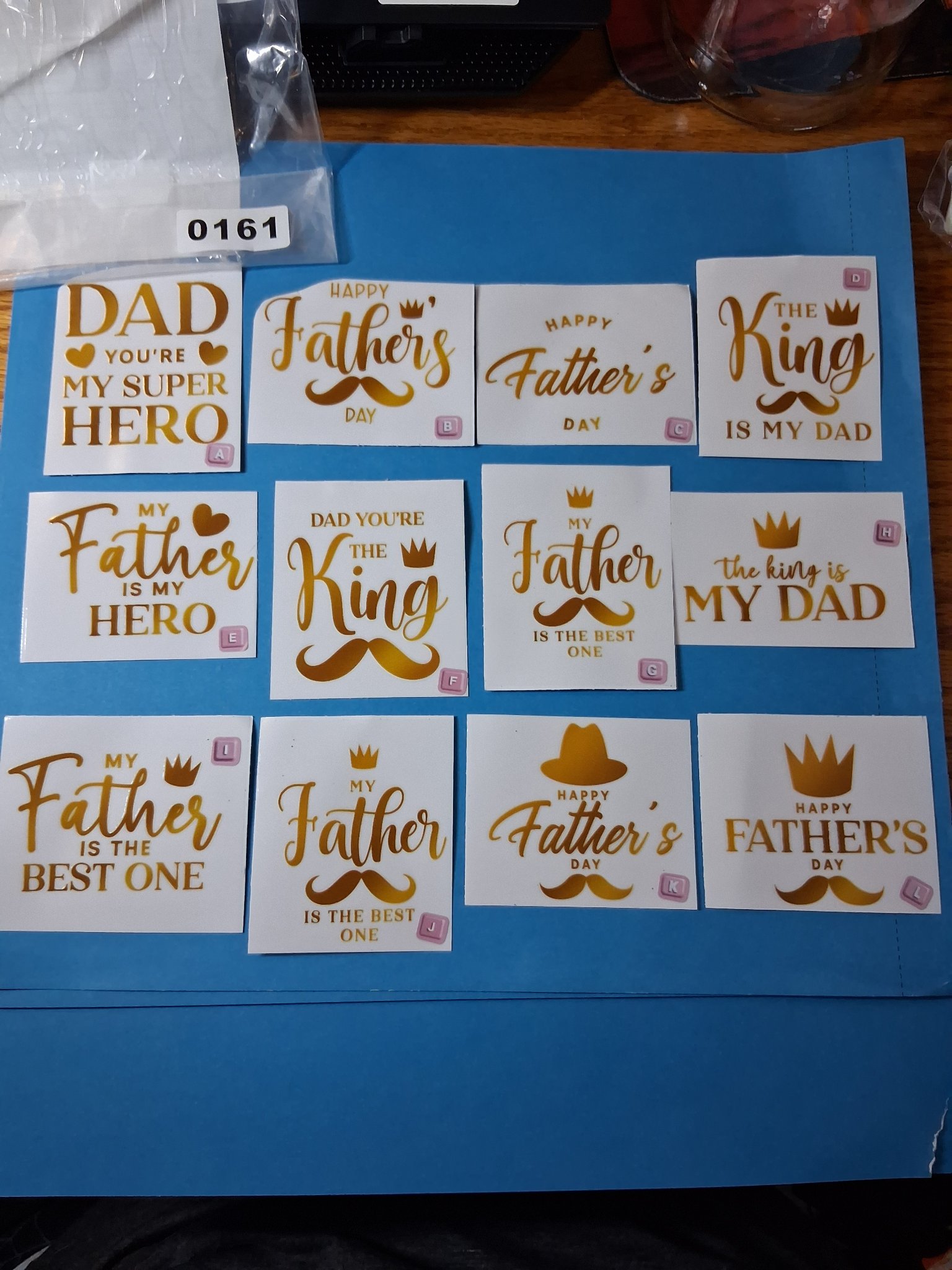 Father's Day Cup Decals — INV 161: 12 Designs A–L ($1 each)